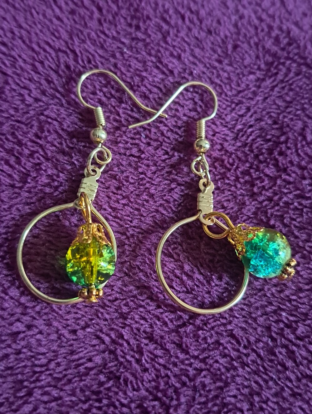 Two Tone Blue And Yellow Earrings